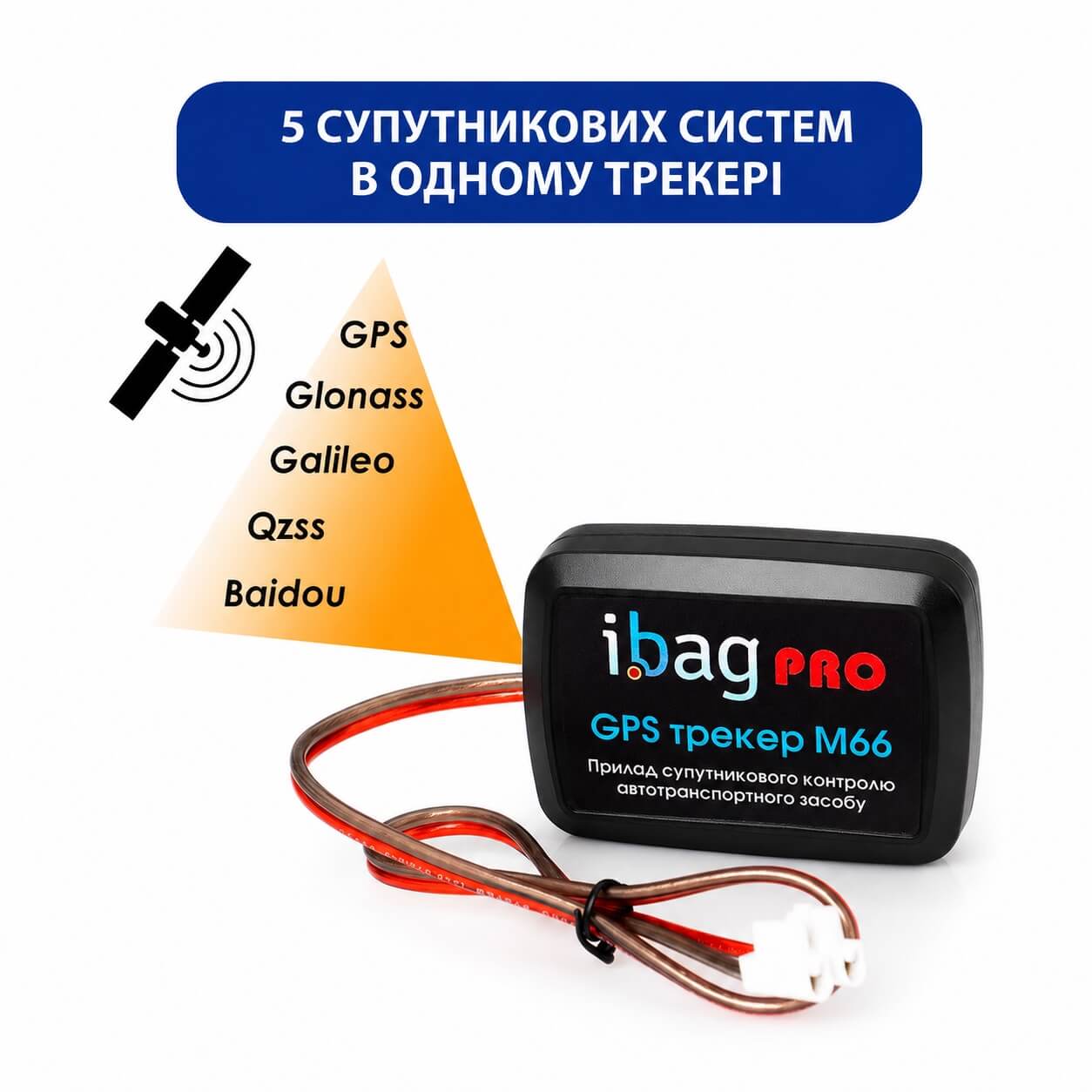 GPS трекер M66 PRO для авто з живленням 12/24V і прихованим встановленням у транспорті